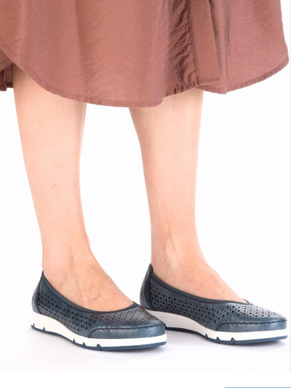 Rieker Denim Blue Leather Comfort Perforated Ballet Flats Size 10